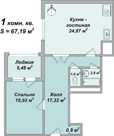 Планировки: 1-Комнатные, Жилой Комплекс ул. Ак. Павлова 142-Б
