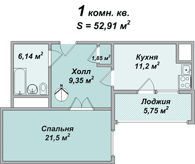 Планировки: 1-Комнатные, Жилой Комплекс ул. Ак. Павлова 142-Б
