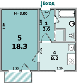Планировки: 1-Комнатные, 5-ти этажные дома (Павлово поле)
