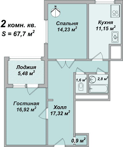 Планировки: 2-Комнатные, Жилой Комплекс ул. Ак. Павлова 142-Б
