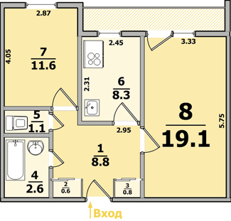 Планировки: 2-Комнатные, 9-ти этажные дома (улучшенный проект, кухня посредине)
