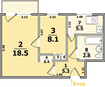 Планировки: 2-Комнатные, 5-ти этажные дома (пос. Жуковского ул. Ак.Проскуры)

