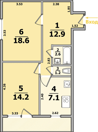 Планировки: 2-Комнатные, 14-ти этажные дома (кирпичные, чешской планировки) Новые дома, пр.Гагарина
