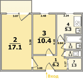 Планировки: 2-Комнатные, 5-ти этажные дома (панельные)

