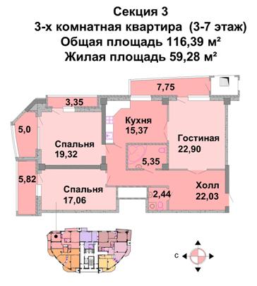 Планировки: 3-Комнатные, Жилой комплекс Авантаж ул.Культуры
