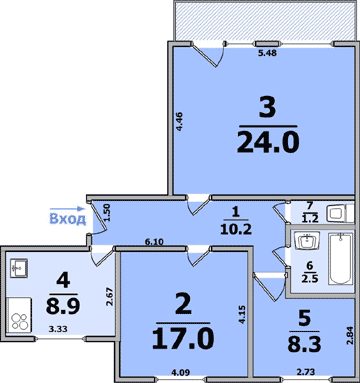 Планировки: 3-Комнатные, 9-ти этажные (кирпичные) пр. Гагарина
