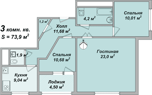 Планировки: 3-Комнатные, Жилой Комплекс ул. Ак. Павлова 142-Б
