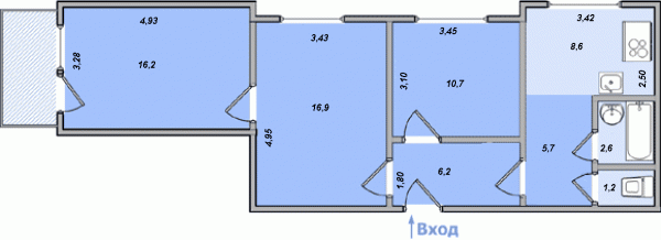 Планировки: 3-Комнатные, 3х комнатная в 16 этаж.
