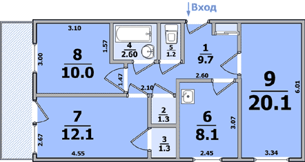 Планировки: 3-Комнатные, 9-ти этажные дома (панельные, улучшенной пл-ки, один балкон)
