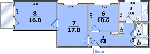 Планировки: 3-Комнатные, 16-ти этажные дома (24)
