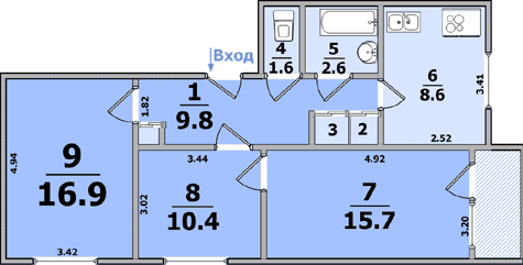 Планировки: 3-Комнатные, 16-ти этажные дома (25)

