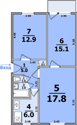 Планировки: 3-Комнатные, 5-ти этажные (панельные)
