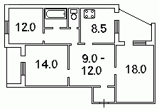 Планировки: 3-Комнатные, 18-ти этажные (керамзитобетонные, с треугольной лоджией)
