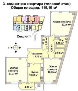 Планировки: 3-Комнатные, Жилой комплекс ул. Аскольдовская
