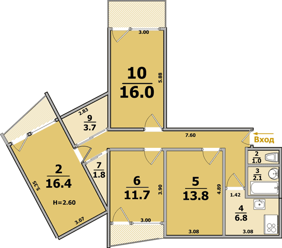 Планировки: 4-Комнатные, 9-12-ти этажные дома (панельные; Салтовка, Алексеевка)
